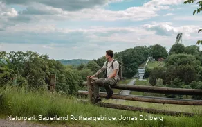 Kurze Pause an der Mattenschanze in Meinerzhagen uf dem Sauerland-Höhenflug