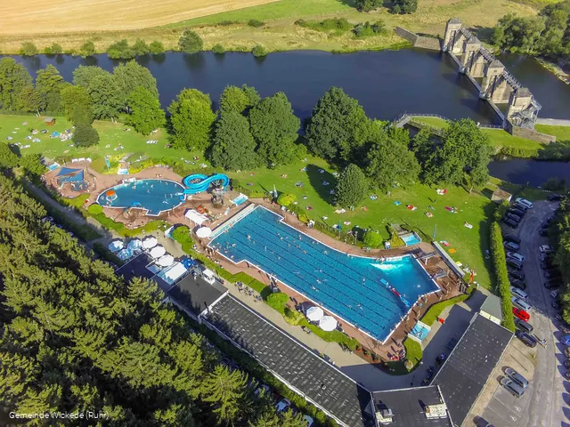 Luftbildaufnahme Freibad