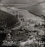 Die Karlshütte in den 1950-er Jahren. Die dortigen Gleisanlagen sind gut zu erkennen.