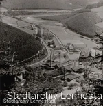 Die Karlshütte in den 1950-er Jahren. Die dortigen Gleisanlagen sind gut zu erkennen.